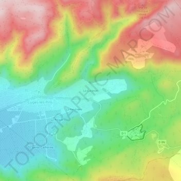 Mappa topografica La Curasse, altitudine, rilievo