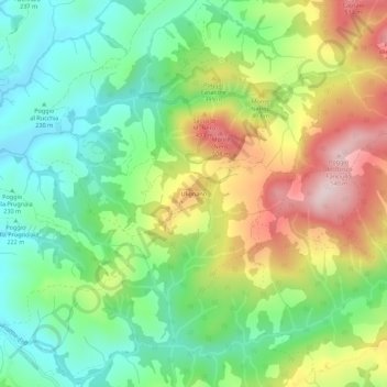 Mappa topografica Ulignano, altitudine, rilievo