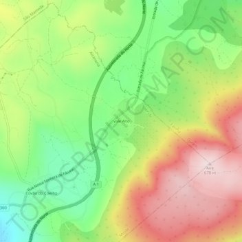 Mappa topografica Vale Alto, altitudine, rilievo