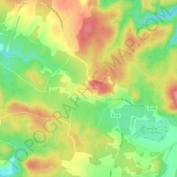 Mappa topografica Masmolène, altitudine, rilievo