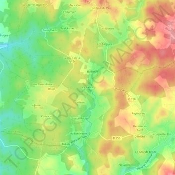 Mappa topografica La Plante, altitudine, rilievo