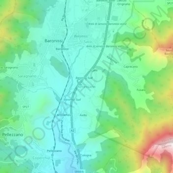 Mappa topografica Antessano, altitudine, rilievo