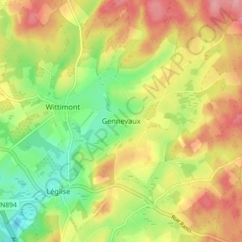 Mappa topografica Gennevaux, altitudine, rilievo