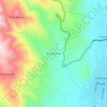 Mappa topografica Tingo Grande, altitudine, rilievo