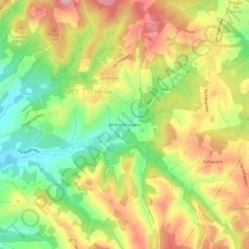 Mappa topografica Mulino di Sugana, altitudine, rilievo