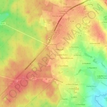 Mappa topografica Le Boulais, altitudine, rilievo