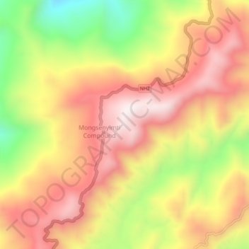 Mappa topografica Mongsenyimti, altitudine, rilievo