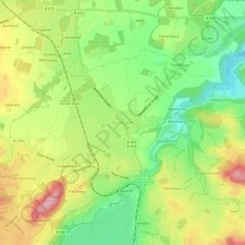 Mappa topografica Dürnbach, altitudine, rilievo