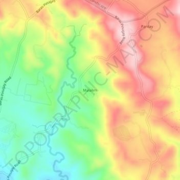 Mappa topografica Malalim, altitudine, rilievo