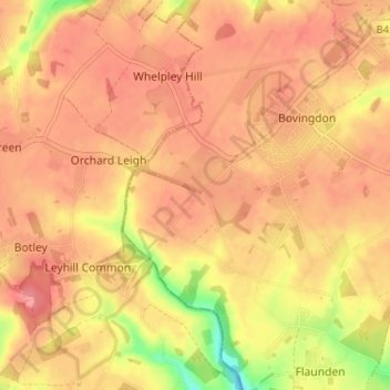 Mappa topografica Pudd's Cross, altitudine, rilievo
