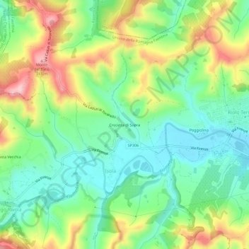 Mappa topografica Crocetta di Sopra, altitudine, rilievo