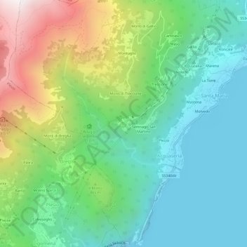 Mappa topografica Carcente, altitudine, rilievo