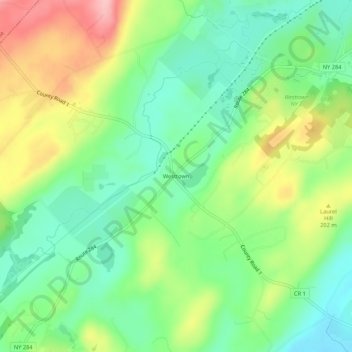 Mappa topografica Westtown, altitudine, rilievo