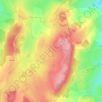 Mappa topografica Vésigneux, altitudine, rilievo