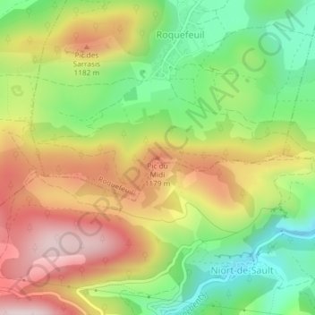 Mappa topografica Pic du Midi, altitudine, rilievo