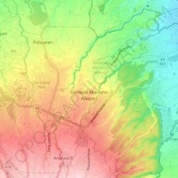 Mappa topografica GMA, altitudine, rilievo