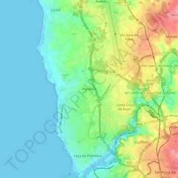 Mappa topografica Perafita, altitudine, rilievo