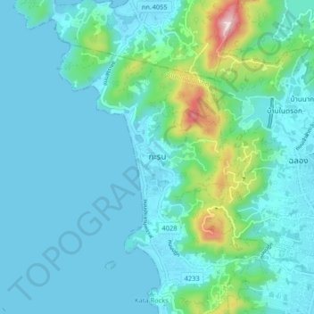 Mappa topografica Karon, altitudine, rilievo