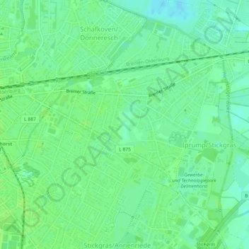 Mappa topografica Piekmoor, altitudine, rilievo