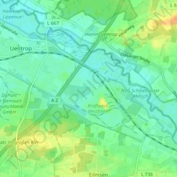 Mappa topografica Schmehausen, altitudine, rilievo