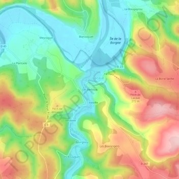 Mappa topografica Les Bertoux, altitudine, rilievo
