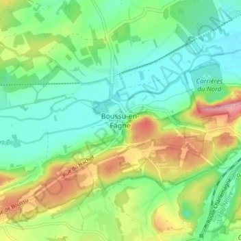 Mappa topografica Boussu-en-Fagne, altitudine, rilievo