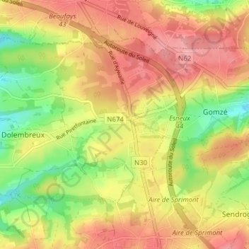 Mappa topografica Haie des Chênes, altitudine, rilievo