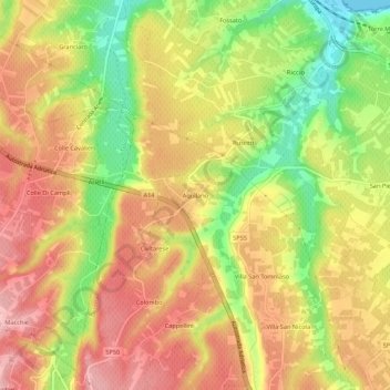 Mappa topografica Aquilano, altitudine, rilievo