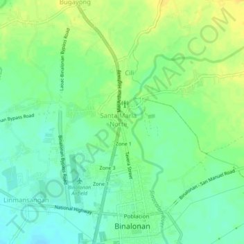 Mappa topografica Zone 3, altitudine, rilievo