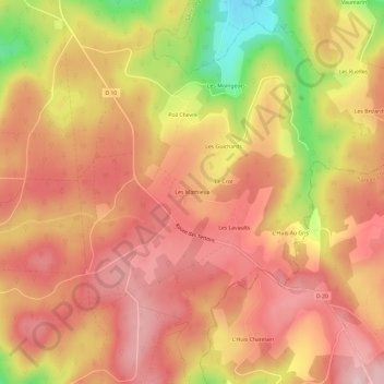 Mappa topografica Les Mathieux, altitudine, rilievo