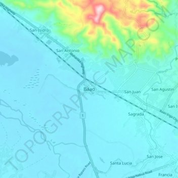 Mappa topografica Baao, altitudine, rilievo