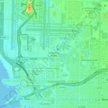 Mappa topografica West Shore Estates, altitudine, rilievo