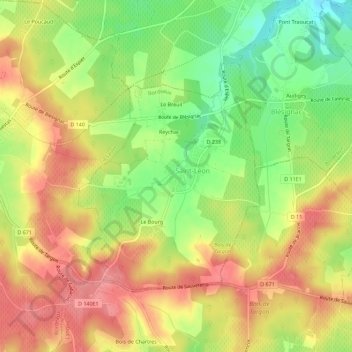 Mappa topografica Gaillard, altitudine, rilievo