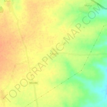 Mappa topografica Payali, altitudine, rilievo