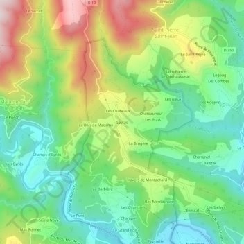 Mappa topografica Seyras, altitudine, rilievo