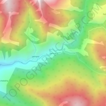 Mappa topografica Jamroli, altitudine, rilievo