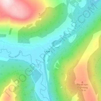 Mappa topografica Kingshouse, altitudine, rilievo