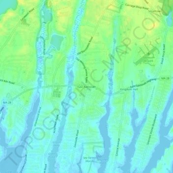 Mappa topografica East Falmouth, altitudine, rilievo