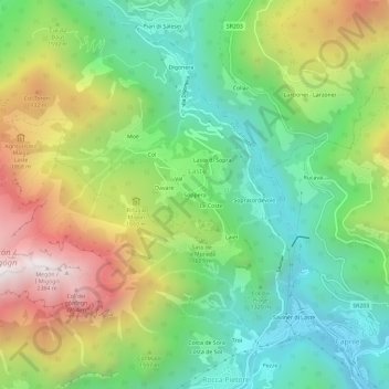 Mappa topografica Soppera, altitudine, rilievo