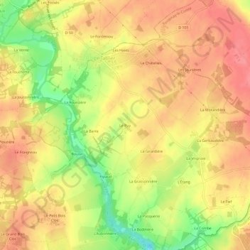 Mappa topografica Le Puy, altitudine, rilievo
