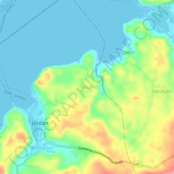Mappa topografica Rizal, altitudine, rilievo