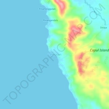 Mappa topografica Landusan, altitudine, rilievo