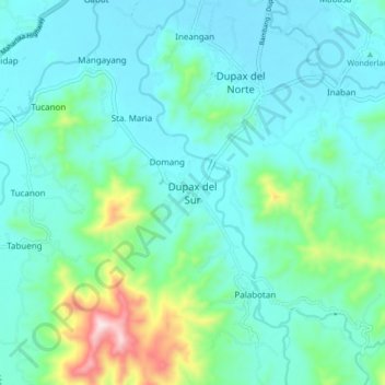 Mappa topografica Dupax del Sur, altitudine, rilievo
