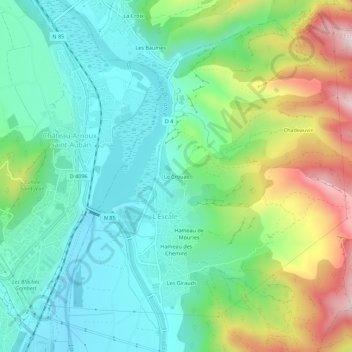 Mappa topografica Le Crouas, altitudine, rilievo