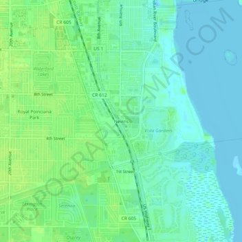 Mappa topografica Nevins, altitudine, rilievo