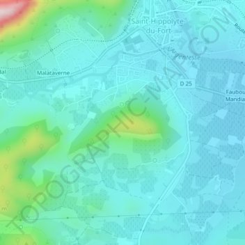 Mappa topografica Puech de Mar, altitudine, rilievo