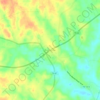 Mappa topografica Burkeville, altitudine, rilievo