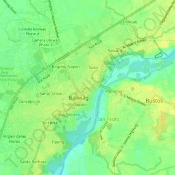 Mappa topografica Tibag, altitudine, rilievo