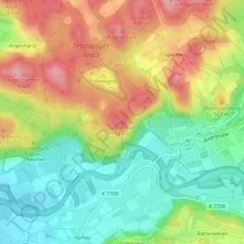 Mappa topografica Grafenholz, altitudine, rilievo