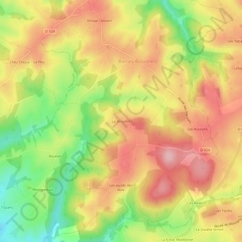 Mappa topografica La Bruyère, altitudine, rilievo